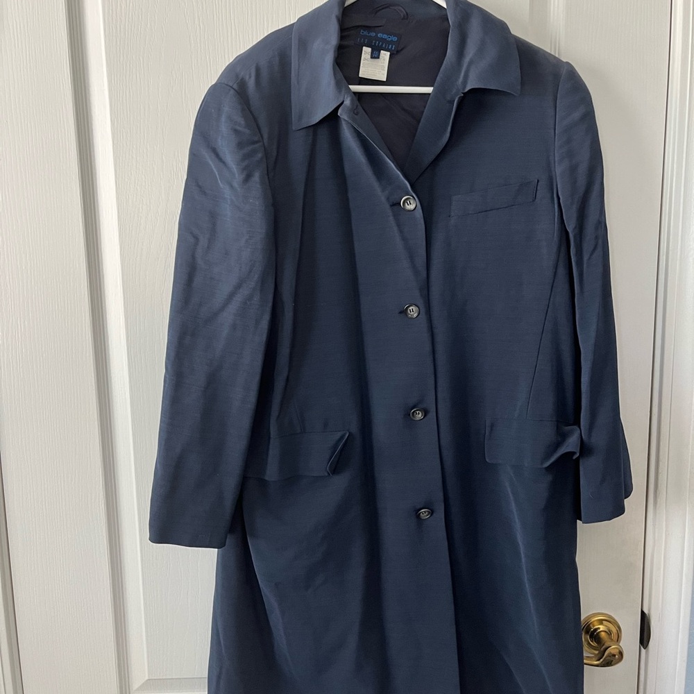 Les copains blue eagle blue silk jacket size 46